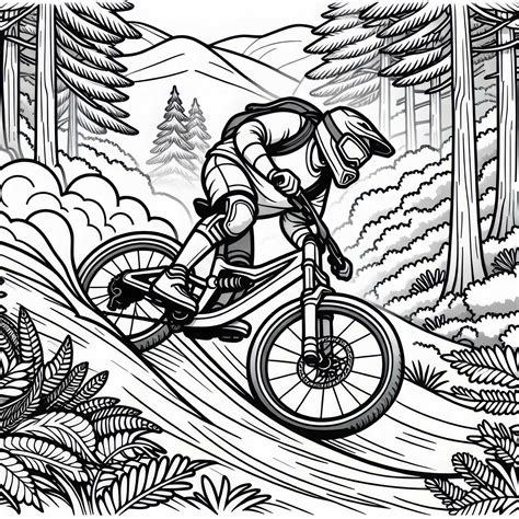 Ilustrácia cyklistu na horskom bicykli v kopcovitom teréne.