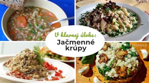 Koláž rôznych jedál pripravených z jačmenných krúp