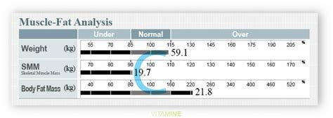 Grafické znázornenie analýzy zloženia tela na prístroji InBody s detailným rozpisom svalovej hmoty, telesného tuku a ďalších parametrov.