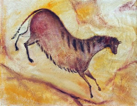 Ilustrácia zobrazujúca zvieratá z paleolitu a jaskynné maľby ako dôkaz stravovania lovcov a zberačov.