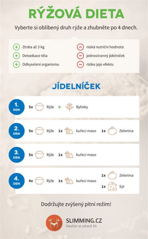 Schematické znázornenie fáz 36-dňovej ryžovej diéty