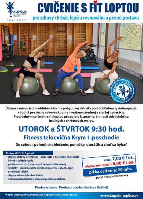 Ilustrácia rôznych cvikov s fit loptou.