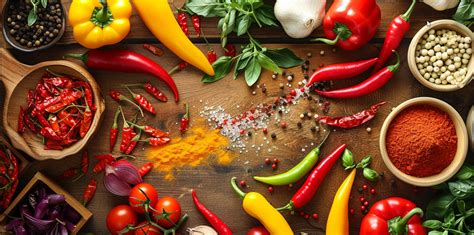 Koláž rôznych druhov čili papričiek, symbolizujúca hlavnú zložku Chilliburneru