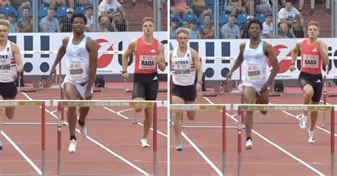 Športovec počas šprintu na atletickej dráhe