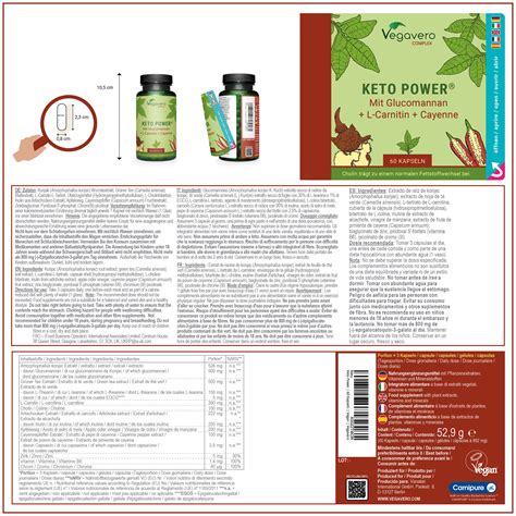 Balenie VEGAVERO Keto power s jasne uvedeným zložením a informáciami o dávkovaní.