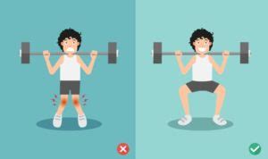 Ilustrácia znázorňujúca správne prevedenie drepu a výpadu.