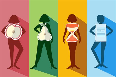 Ilustrácia rôznych typov postáv (jablko, hruška, presýpacie hodiny)