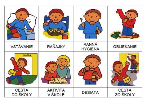 Ilustrácia rôznych činností a stavov vyjadrených slovesami