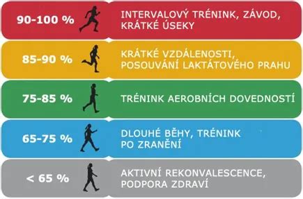 Ilustrácia znázorňujúca zóny srdcovej frekvencie pri rôznych typoch cvičenia, s vyznačenou cieľovou zónou pre spaľovanie tukov pri chôdzi.