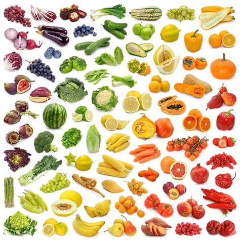 Koláž rôznych druhov čerstvej zeleniny a ovocia