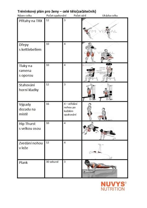 Tabuľka znázorňujúca týždenný tréningový plán pre začiatočníkov.
