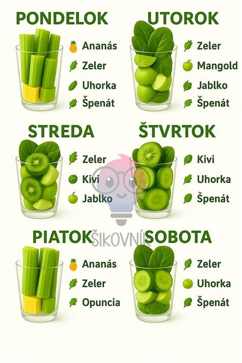 Ilustrácia troch hlavných zložiek: ananás, uhorka a praslička