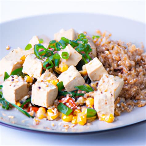 foto šalátu s tofu a čerstvou zeleninou