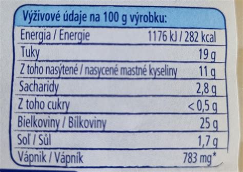 Tabuľka porovnávajúca nutričné hodnoty rôznych nízkotučných syrov
