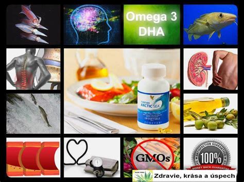 Schéma znázorňujúca kľúčové zložky rybieho oleja (EPA a DHA) a ich prínos pre organizmus