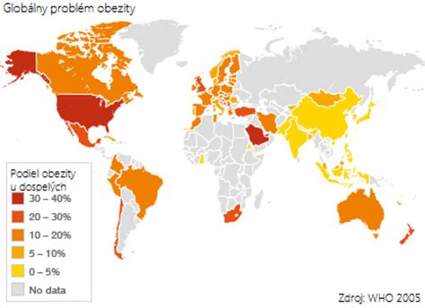 Mapa globálnej prevalencie obezity u dospelých