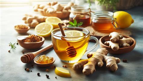 Fotografia: Čerstvý zázvor a zázvorový čaj s citrónom a medom