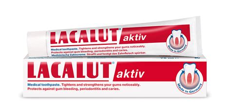 Zoznam ingrediencií a vysvetlenie účinku kľúčových látok v zubnej paste Lacalut Aktiv