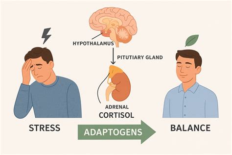 Schéma stresovej osi (hypotalamus - hypofýza - nadobličky) znázorňujúca uvoľňovanie kortizolu a adrenalínu