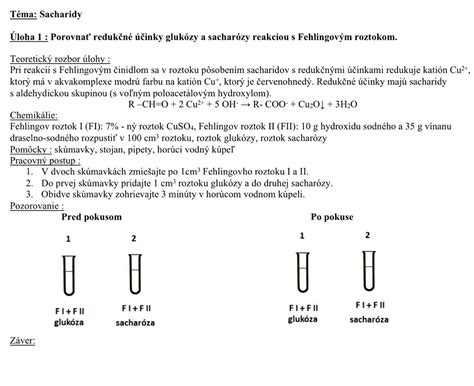 Laboratórne vybavenie na dôkaz redukčných vlastností sacharidov s Fehlingovým a Tollensovým činidlom