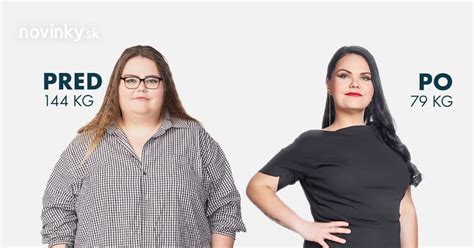 Fotografia Dominiky pred a po premeny, ukazujúca viditeľný úbytok hmotnosti.