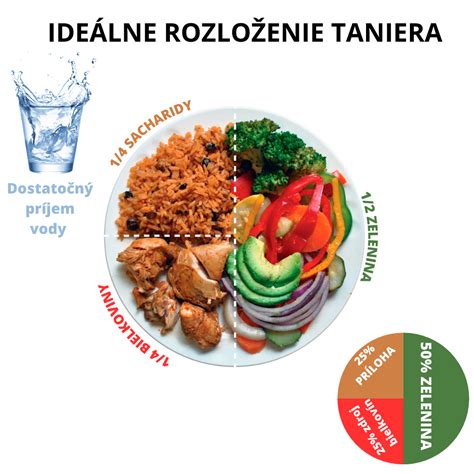 grafické znázornenie vyváženého taniera s proteínmi, sacharidmi, tukmi a vlákninou