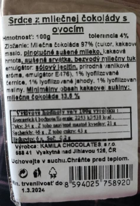 Infografika porovnávajúca nutričné hodnoty mliečnej a horkej čokolády.
